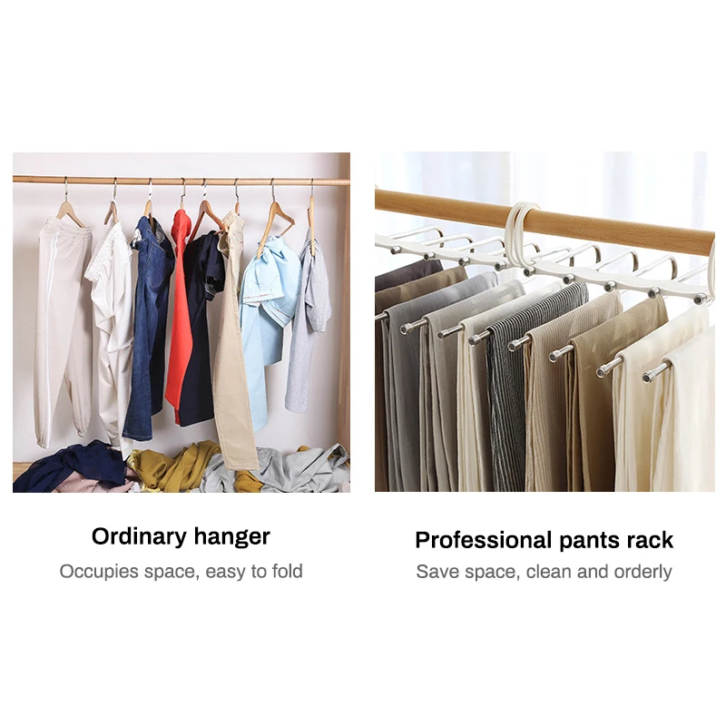 

5-in-1 Pants Hanger Multifunctional Portable Stainless Steel Hanger For Clothes Trousers Coat Storage Organization Space Saving