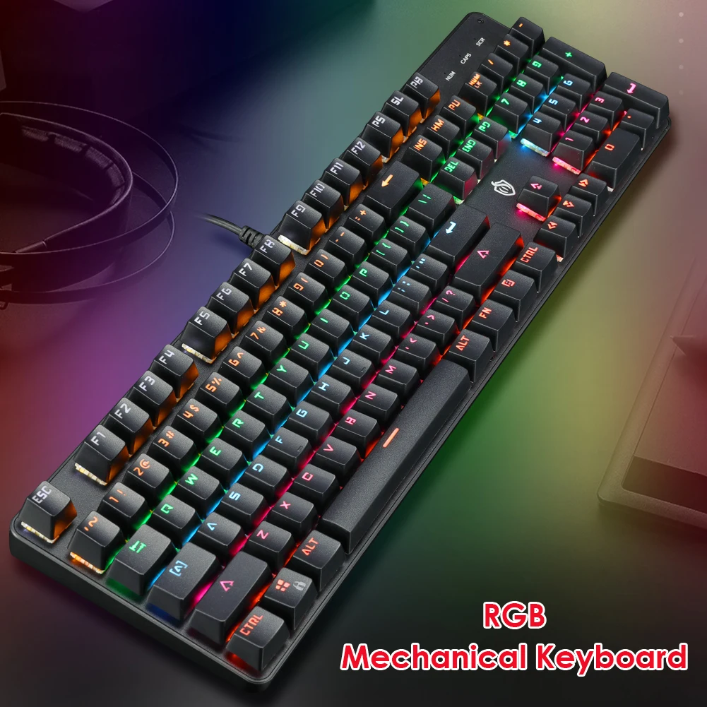 Механическая игровая клавиатура VODOOL с 104 клавишами проводная USB RGB подсветкой и