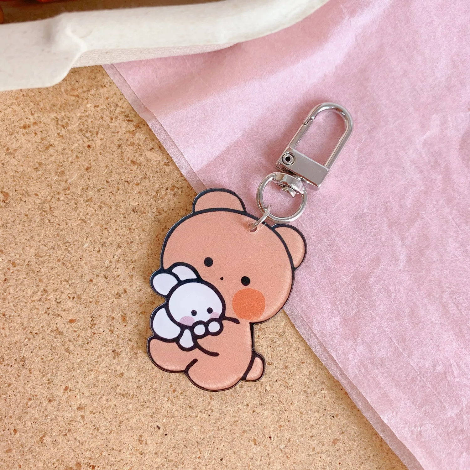 

The Latest Cute Bear Rabbit Acrylic Keyring Beautiful Girl Backpack Fashion Pendant Keychain Nice Keychains Friend's Birthday
