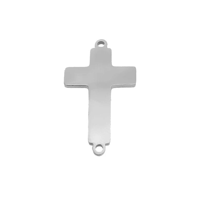 5 шт./лот полировка нержавеющая сталь изгиб двойное отверстие крест кулон