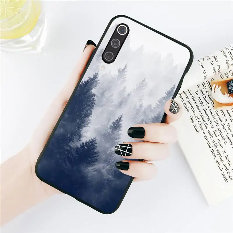 

White Mountain Pine Tree Forest Mountain Peak Mist Phone Cases For Xiaomi Redmi note 7 8 9 t k30 max3 9 s 10 pro lite