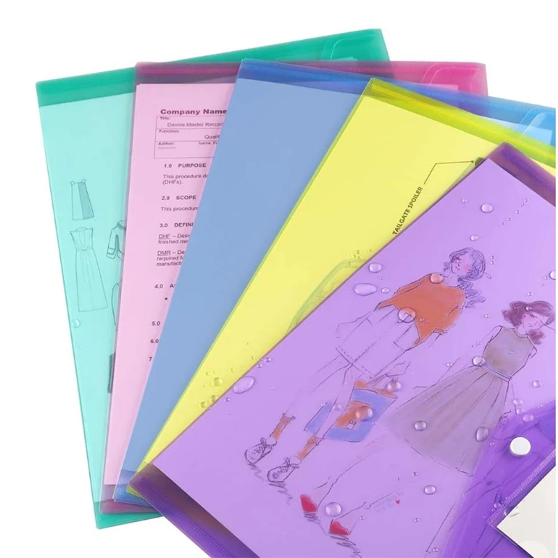 

Envelope Poly Letter Document File Bag A4 Size Document Envelope with Label Pocket and Snap Button Suitable for School Homework