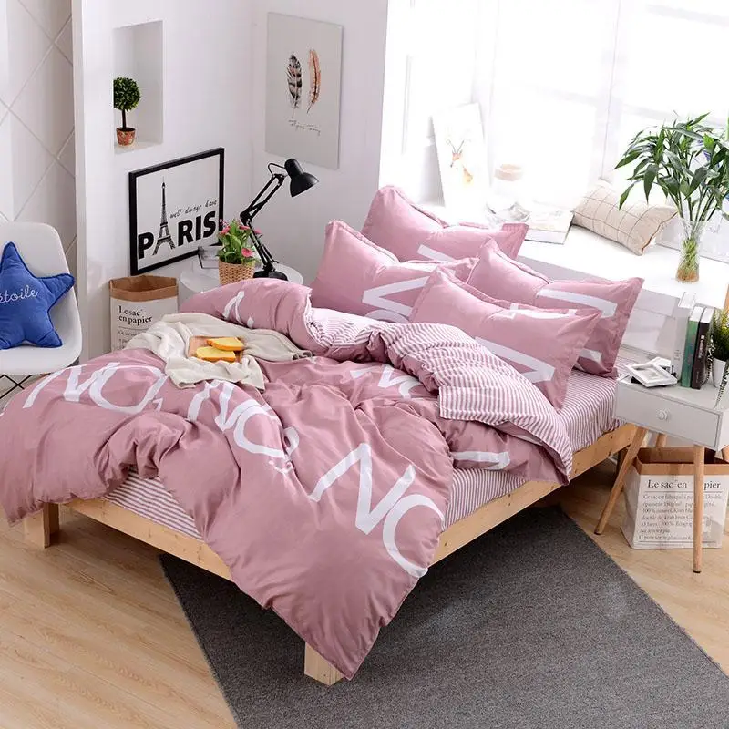 

50Bedding Set luxury The red crane 3/4pcs Family Set Sheet Duvet Cover Pillowcase Boy Room flat sheet, No filler 2019 bed set