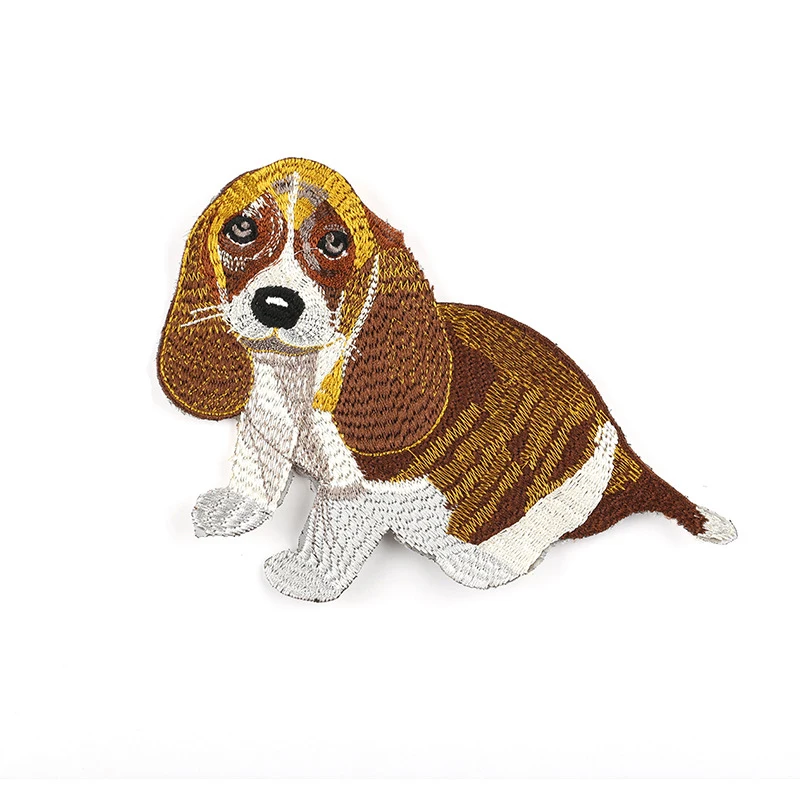 Французская Милая наклейка bассет для домашних питомцев вышитая с большим