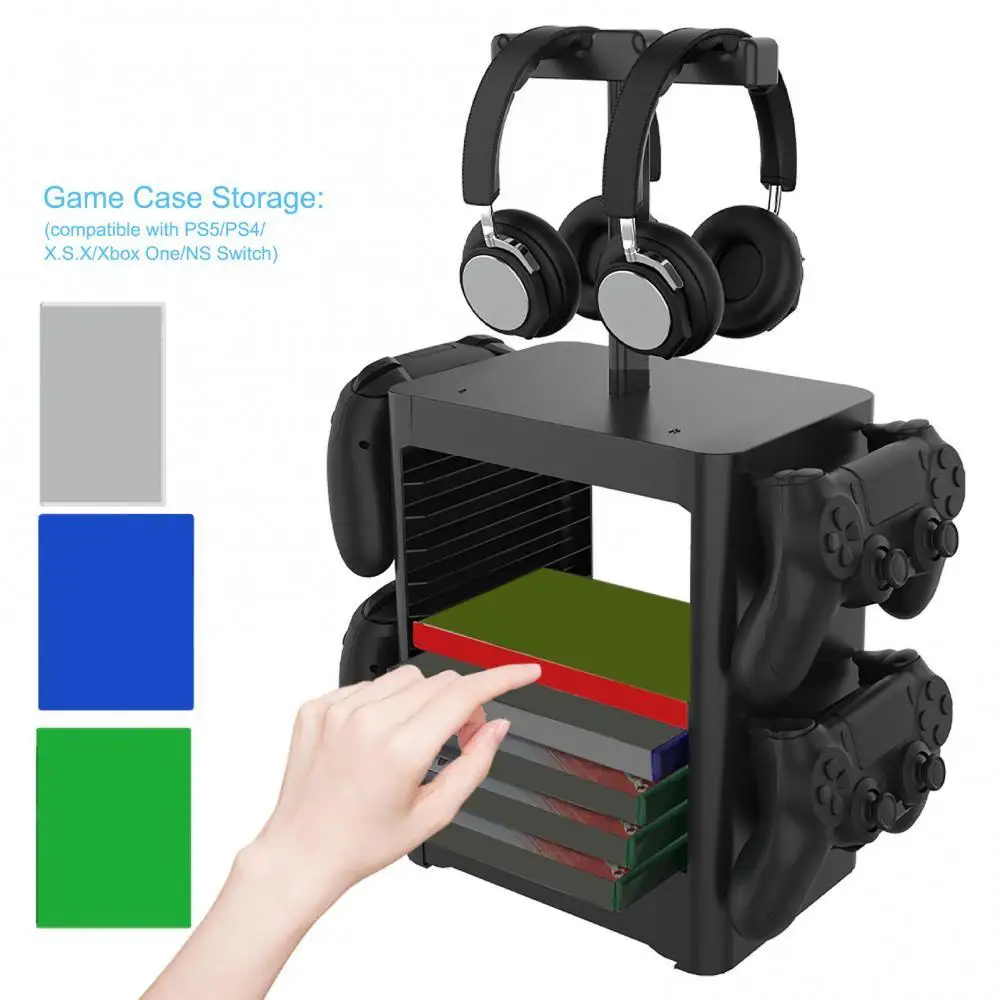 

Vertical Game Storage Rack Multi-use Headset Games Disck Holder for PS5 Game