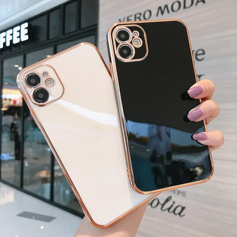 

Luxury Gold Plated Electroplated Case For iPhone 13 Pro Max 11 12 Mini XR XS X 7 8 Plus Plating Soft Silicone Shockproof Cover