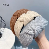proly new classic hairband for women warm soft knitted headband wide side casual turban center knot headwear hair accessories