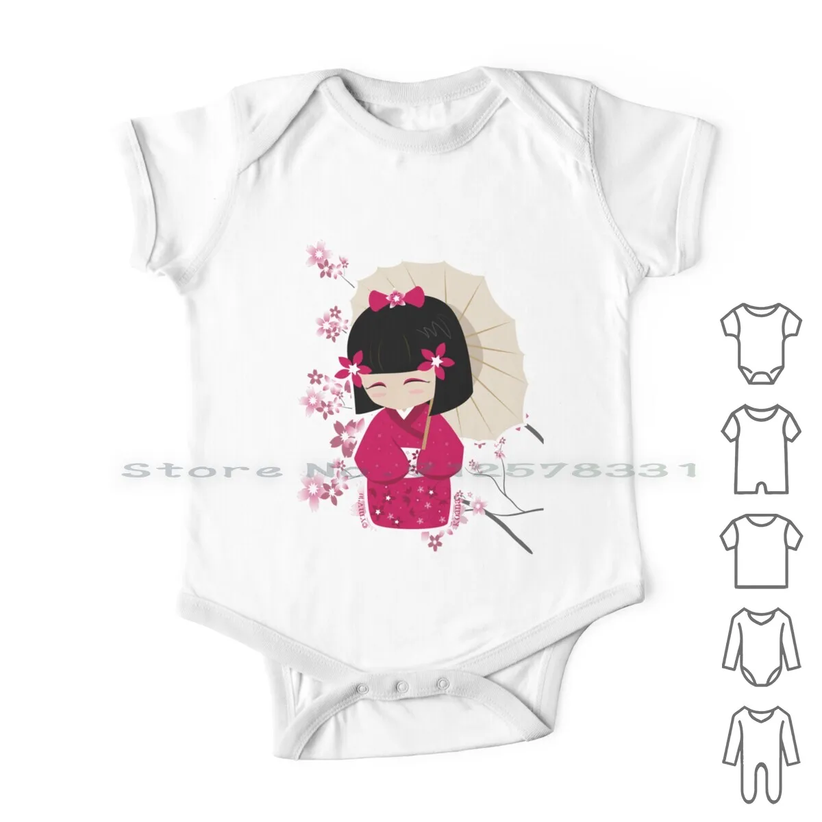 

Одежда для новорожденных Sakura Kokeshi Doll, комбинезоны, хлопковые комбинезоны, розовые милые длинные комбинезоны для новорожденных с цветами вишни