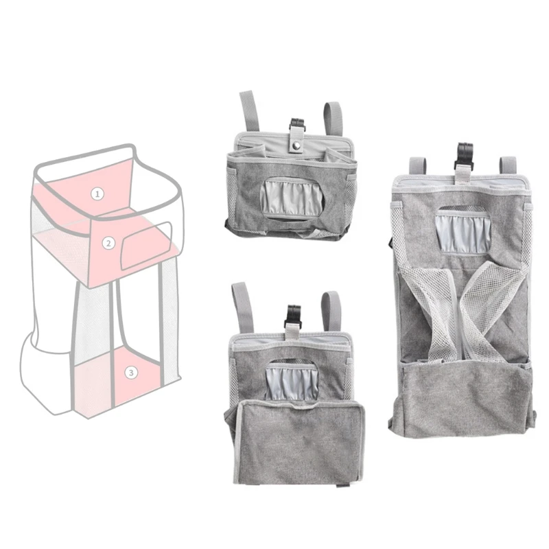 

4X7C Baby Organizer Crib Hanging Storage Bag Foldable Nursing Stacker Caddy Organizer for Kids Essentials Bedding Set