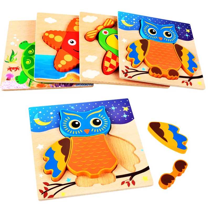 Трехмерная деревянная доска головоломка с изображением животных 1 3 года|Пазлы| |