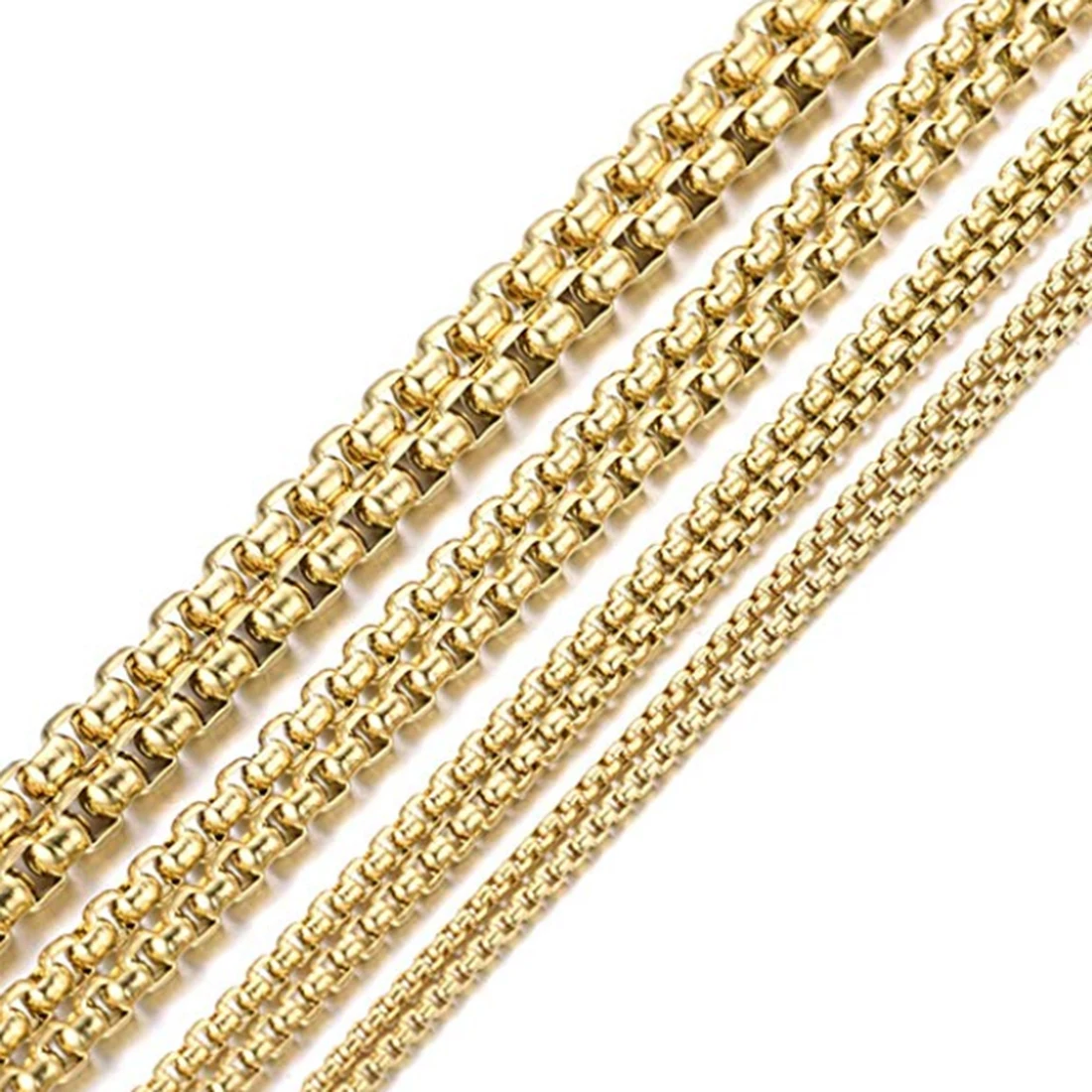 2/3/4/5/7 мм квадратный Rolo Нержавеющая сталь золотистая цепочка Цепочки и ожерелья