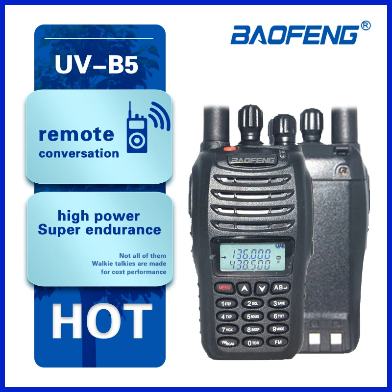 

2021 Hot Baofeng UV-B5 Portable Walkie Talkie PTT for Police English Version Dual Band VHF Two Way CB Ham Radio Hunting Camping