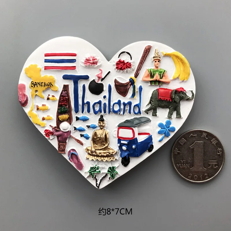 Thai element Магниты страны на холодильник, Франция, Корея, Япония, самуо, Таиланд, Мьянма, магнитный стикер на холодильник, сувенир для путешествий во всем мире, магнитный - Цвет: Thai element
