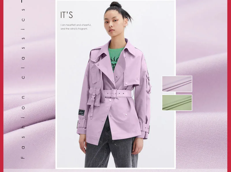 

148 см ветрозащитная ткань, хлопковая ткань для одежды, высококачественная ткань из полиэстера и хлопка смешанные весеннее тонкое пальто, ку...