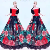 16 bjd clothes red floral off shoulder princess dresses for barbie doll clothes outfits party gown 11 5 dolls accessories toys