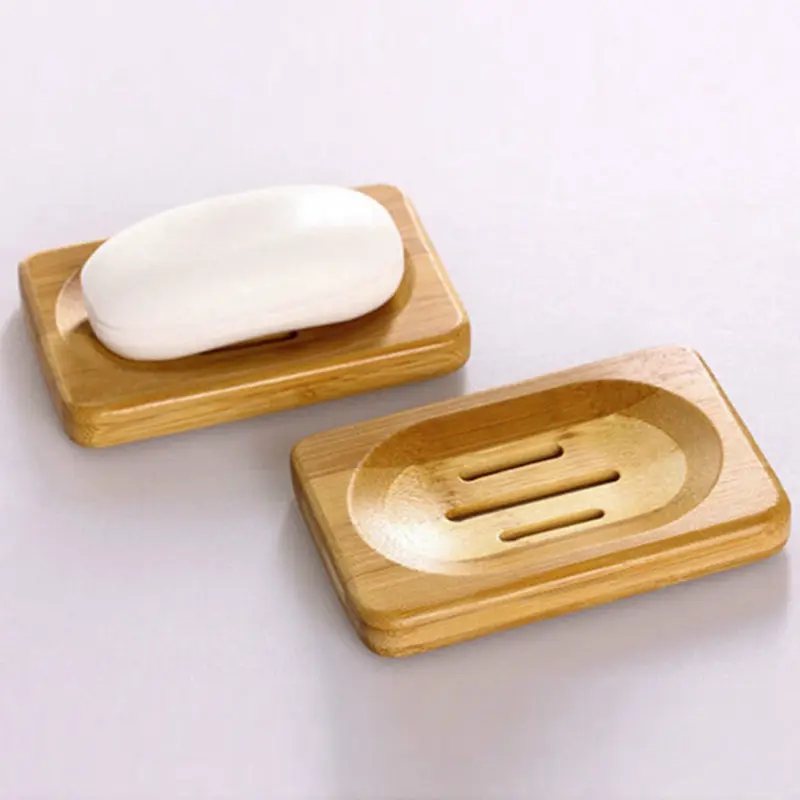 

Creative 1PC Shower Soap Dish Bathroom Accessories Sets Natural Bamboo Wood Bathroom Shower Soap Tray Dish Storage Holder Plate