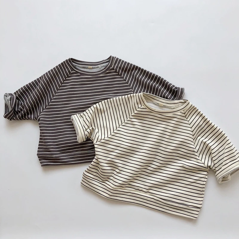 

Japan Korean Style Spring Autumn Baby Girls Boys T-shirt Kids Cotton Stripe Long Sleeve T-shirt Children Clothing