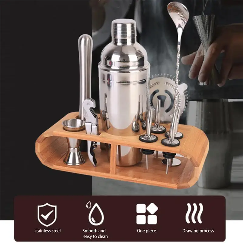 

Stainless Steel Cocktail Set Cocktail Shaker Mixer Drink Bartender Kit Includes Corkscrew Ounce Cup And Etc Bar Tools