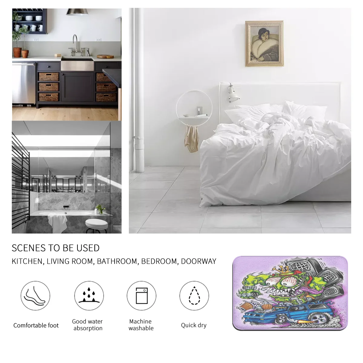 

Rat Fink Graphic Printed Flannel Room Bathroom Mat Doormat Size 40Cm By 60Cm Room Bedroom Home Decoration Free Shiping