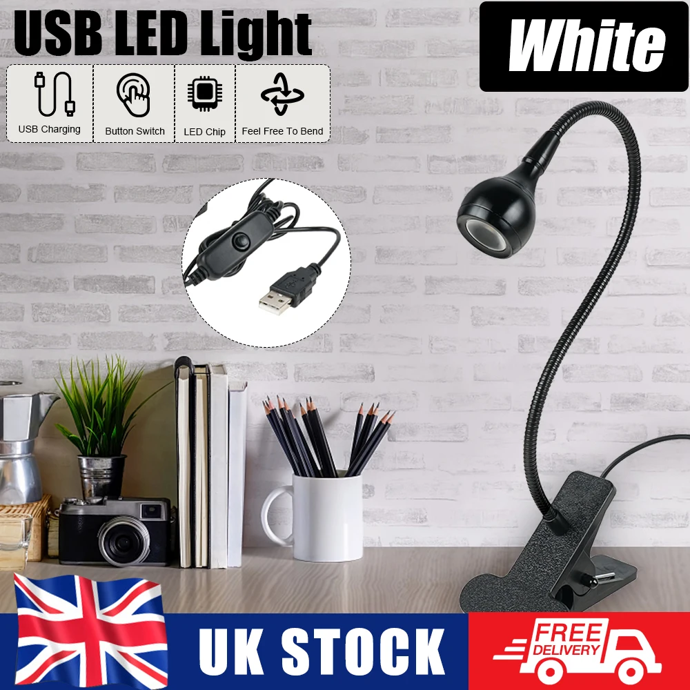 

USB Flexible Reading LED Light Clip-on Beside Bed Desk Table Lamp Book Lamp