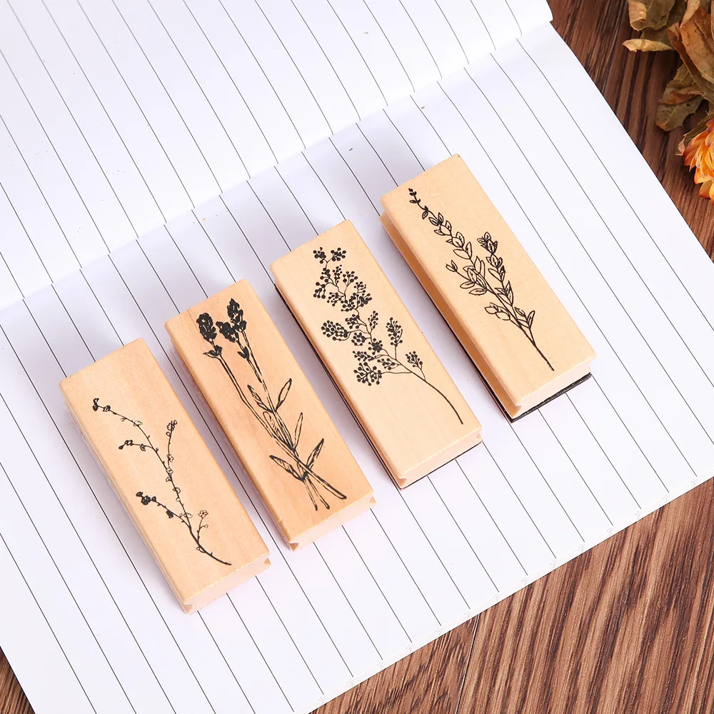 1PC Retro Grass Plants Stamps Rubber Wooden Standard Crafts DIY Scrapbooking Arts Stationery Supplies Home Accessories | Дом и сад