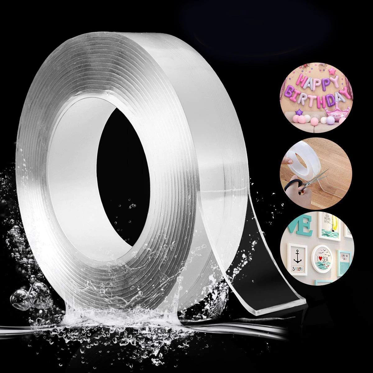 

Reusable Nano Tape Double Sided Tape Transparent Traceless Waterproof Gel Double Sided Adhesive Tape 1/2/3/5M