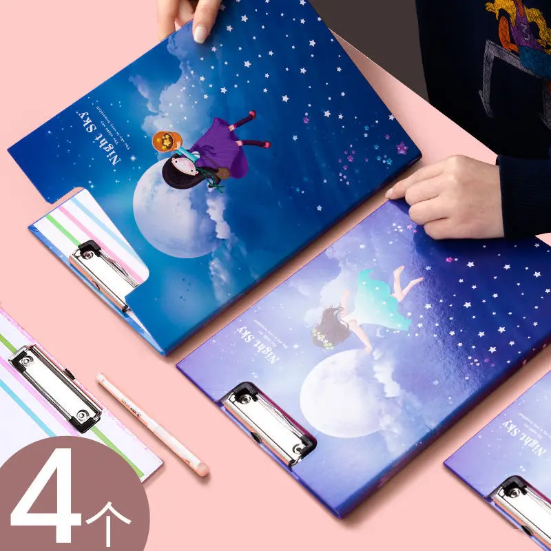 

New Cute Cartoon A4 Paperboard Clip Document Board Clip Writing Pad Splint Thickened Multifunctional Student Office Stationery