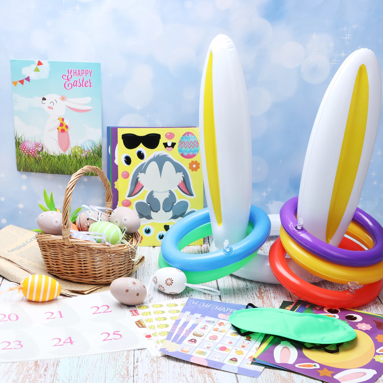 

Inflatable Pool Toys Easter Party Supplies Inflatable Bunny Ears Pool Throwing Ring Game Throwing Ring Toy