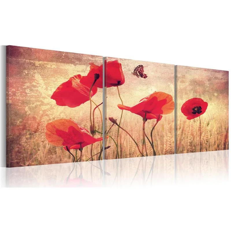 Картина на холсте с цветами мака Настенная картина картины красных цветов для