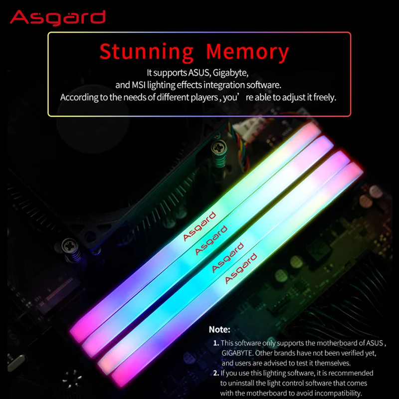 ОЗУ Asgard серии W2 RGB ddr4 8 гбх2 16 3200 МГц PC4-25600 1 35 в двухканальная потрясающая память для