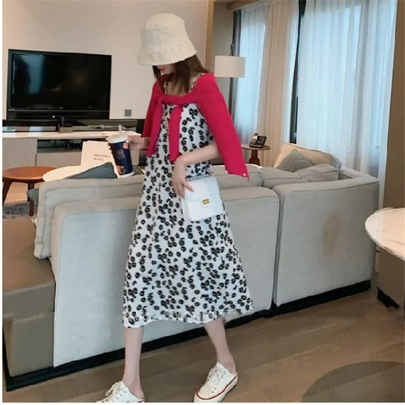 

Small Daisy Floral Suspender Women Clothes 2020 Summer Beach Casual All Around Thin A-line Sexy Plus Size Medium Length Dress
