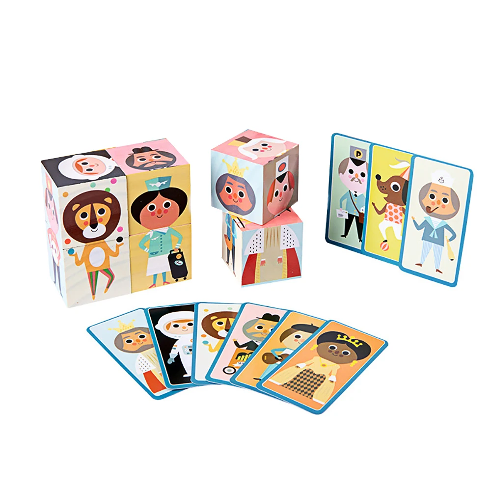 

Wooden Building Block Characters Matching Puzzle Parent-Child Interactive Educational Game Activity Montessori Learning Toy Xmas