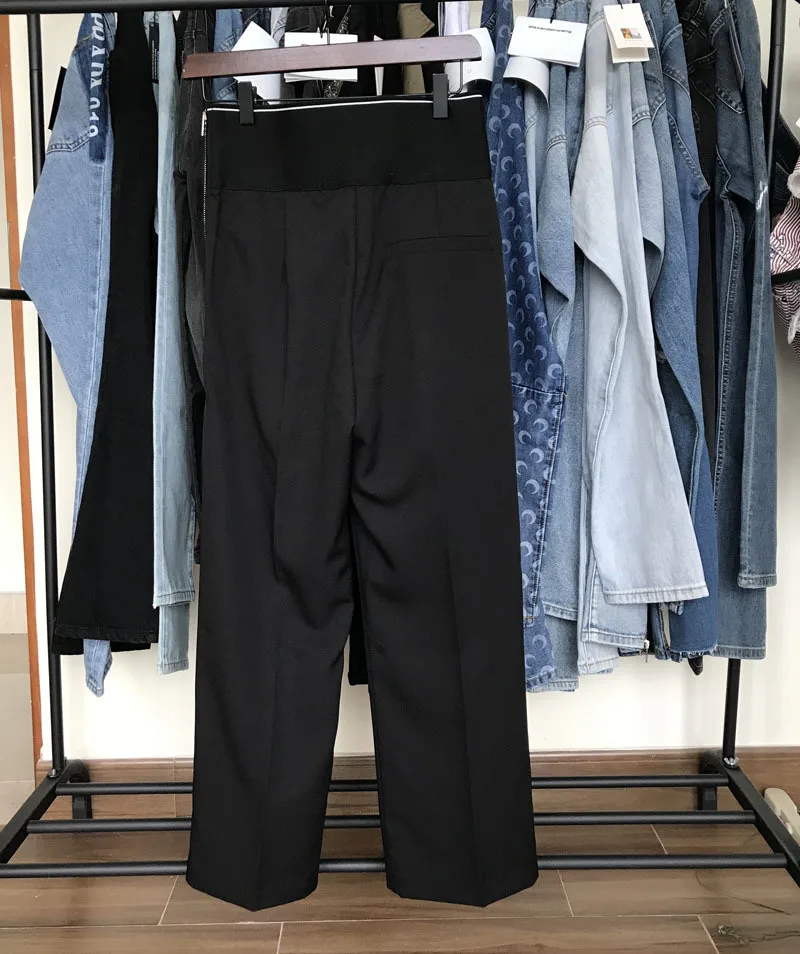 AAW045 2021 Spring Autumn Women High Waist Wild Loose Fashion Elastic Waist Casual Suit Wide Leg Trousers Pants A2