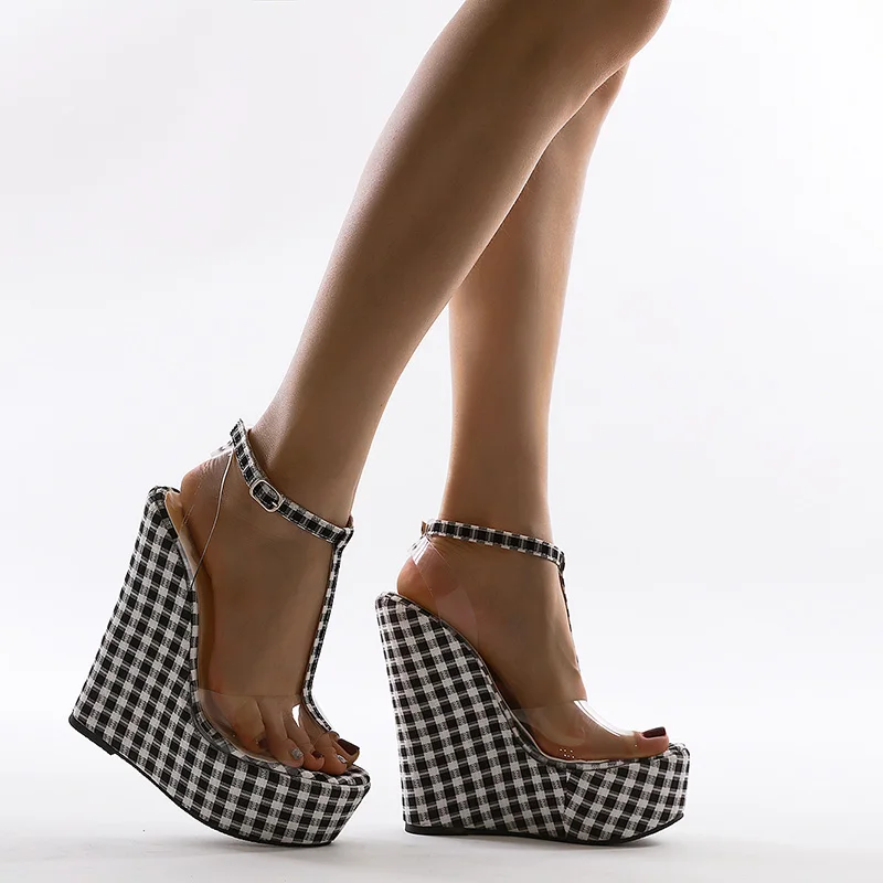 Женские Прозрачные Сандалии tacones летние прозрачные босоножки на танкетке YMB179 |