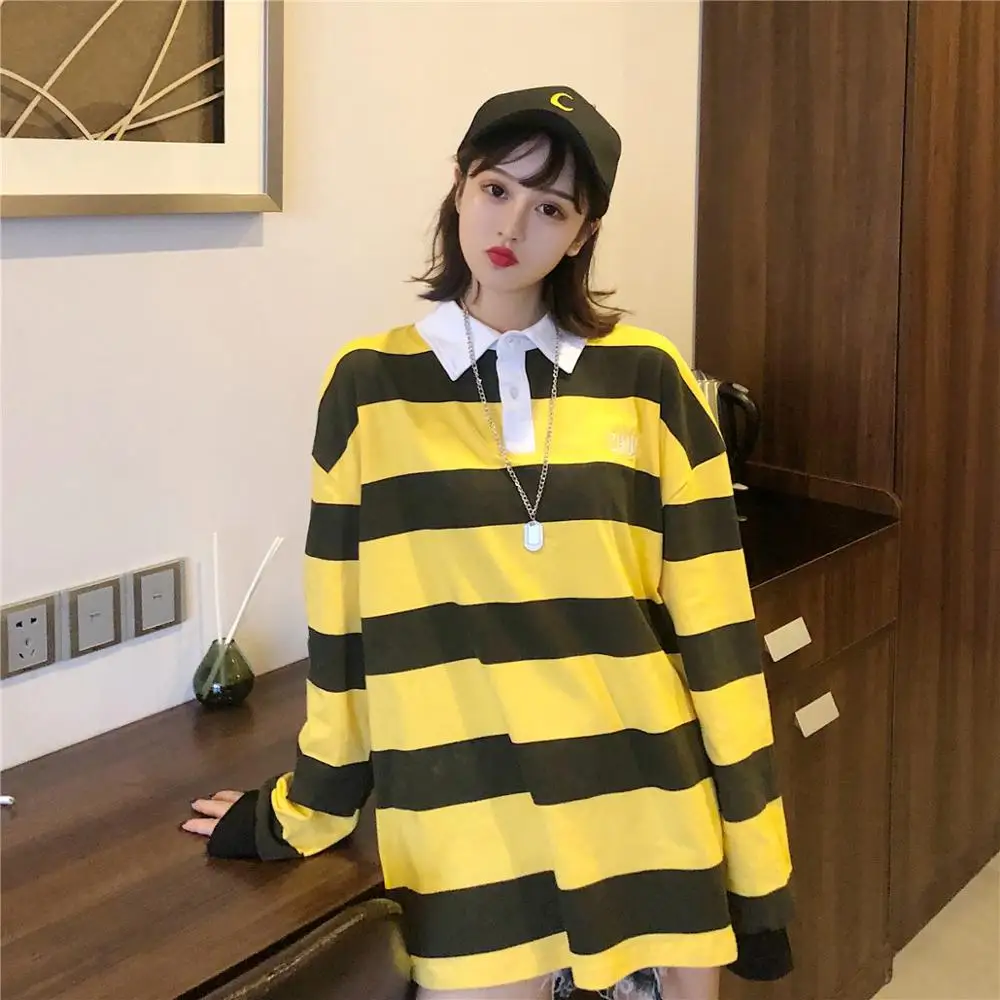 2019 Осенняя мода новый желтый свитер женский ретро длинный рукав модный Свободный