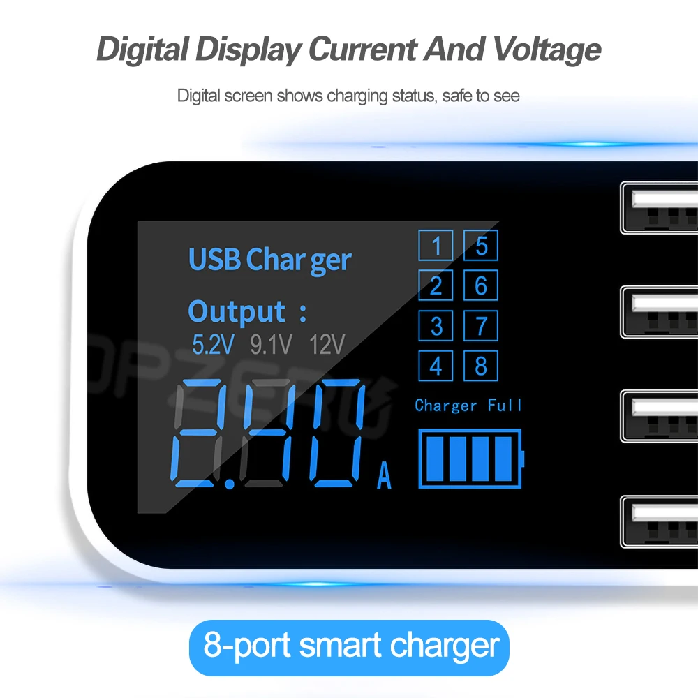 Автомобильное зарядное устройство TOPZERO с 8 USB портами 40 Вт А|Зарядные устройства