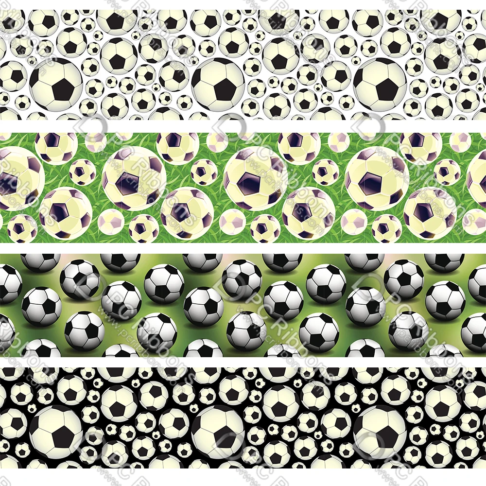 

16-75MM Football Pattern Printed Grosgrain&Sati&Foe&Lanyard DIY Handmade Materials Christmas Wedding Gift Wrap Tape 50yards