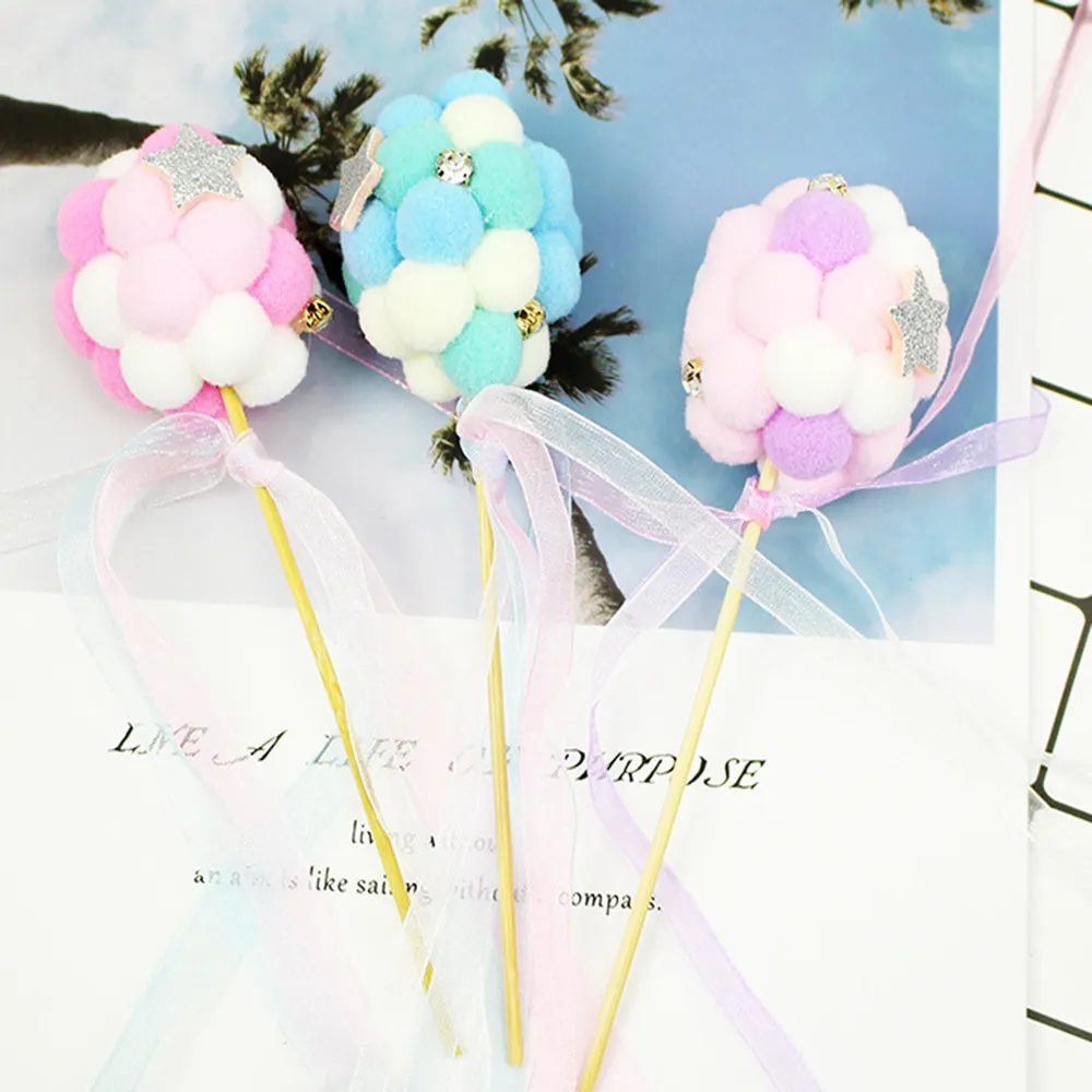 Горячая Распродажа розовый синий мягкий помпон облако торт Топпер детских