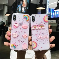 ins korea cute 3d candy rainbow phone case for apple iphone 11 case xs max xr xs x 6s 7 8plus soft tpu clouds glitter back cover