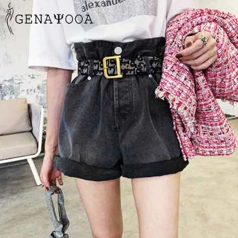 

Genayooa Streetwear Korean Shorts Women Jeans Denim High Waist Short Feminino Cotton Summer 2020 Woman Hot Denim Shorts Ladies