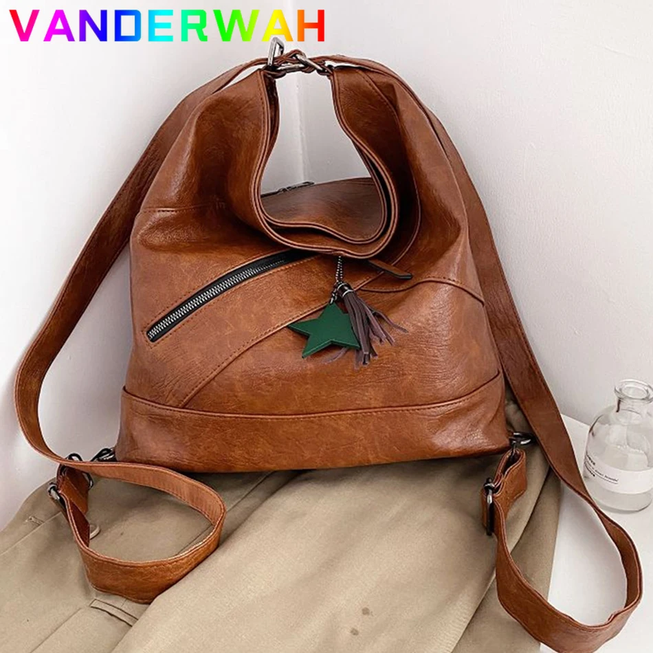 

Women 4 In1 Back Pack Soft Leather Bagpack for Teenage Girls Casual Female Large Sac A Dos Travel Lady Rucksack Mochila Feminina