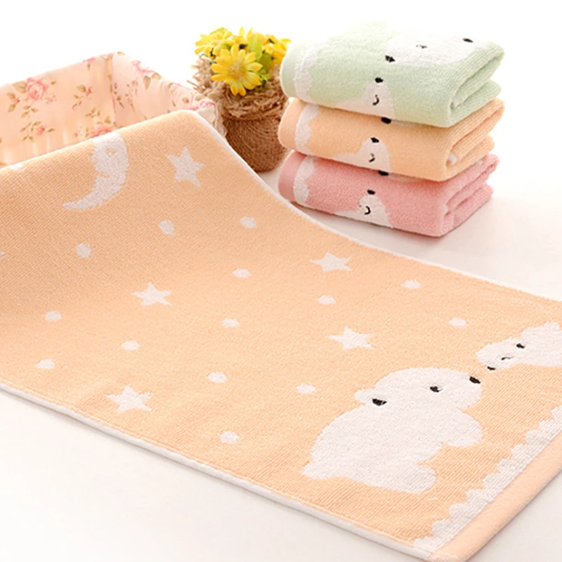 

100% Cotton High Quantity Baby Soft Hand Towel Baby Towel Infant Cartoon Bear Handkerchief Towels