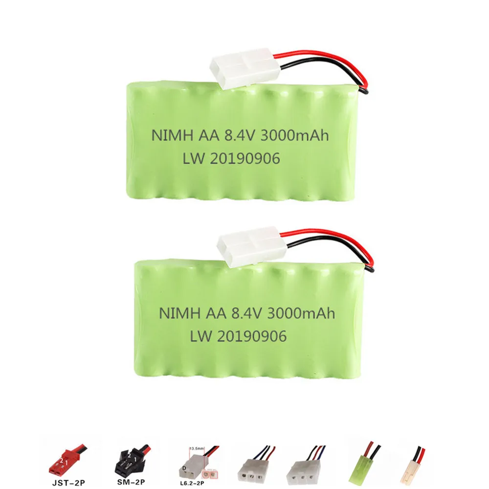 

8.4v 3000mAh Rechargeable Battery For Rc toys Cars Gun Train parts AA NiMH Battery 8.4v 2400mah Battery Pack For Rc Boat 2PCS