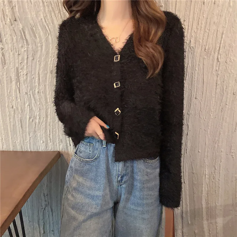 

Autumn V-neck Women Sweater Knitted Cardigan Tassels Slim Casual Basic Long-sleeve Pullover Korean Jumper Street Female Sweater