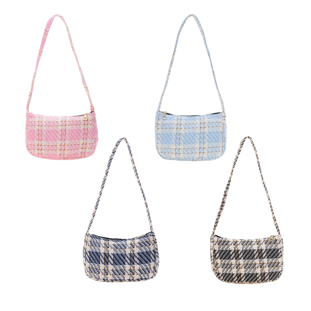 

Fashion Women Underarm Bags Temperament Plaid Pattern Print Casual Small Purse Shoulder Handbags for Shopping