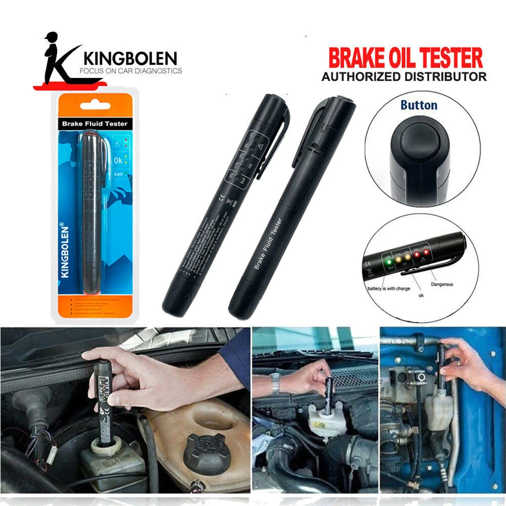 

Auto Brake Oil Testing Pen Car Brake Fluid Tester Battery Powered Auto Brake Oil Testing Device 5 LED Lights Brake Fluid Tester