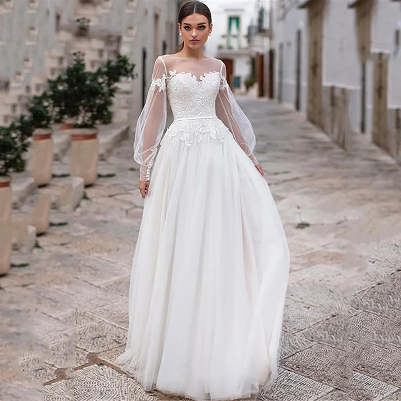 Платье свадебное с длинным рукавом шифоновое | Свадьбы и торжества