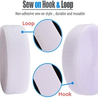 sew on hook loop style non adhesive back nylon strips fabric fastener non adhesive interlocking tape for cloth bags accessories