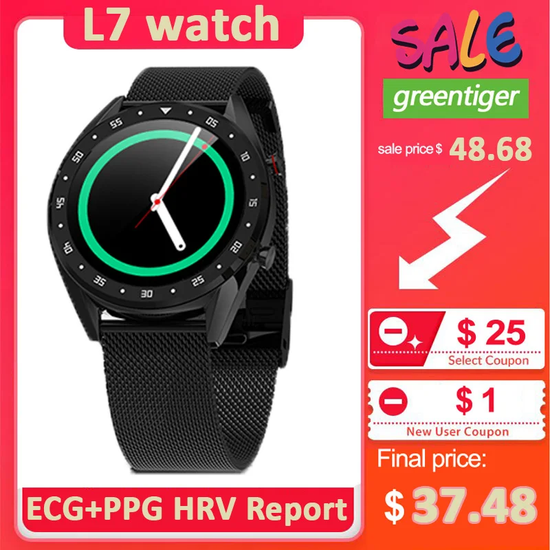 L7 Bluetooth Вызов SmartWatch спортивные часы ЭКГ+ PPG HRV отчет сердечного ритма кровяное давление IP68 Водонепроницаемый Смарт Android IOS PK N58