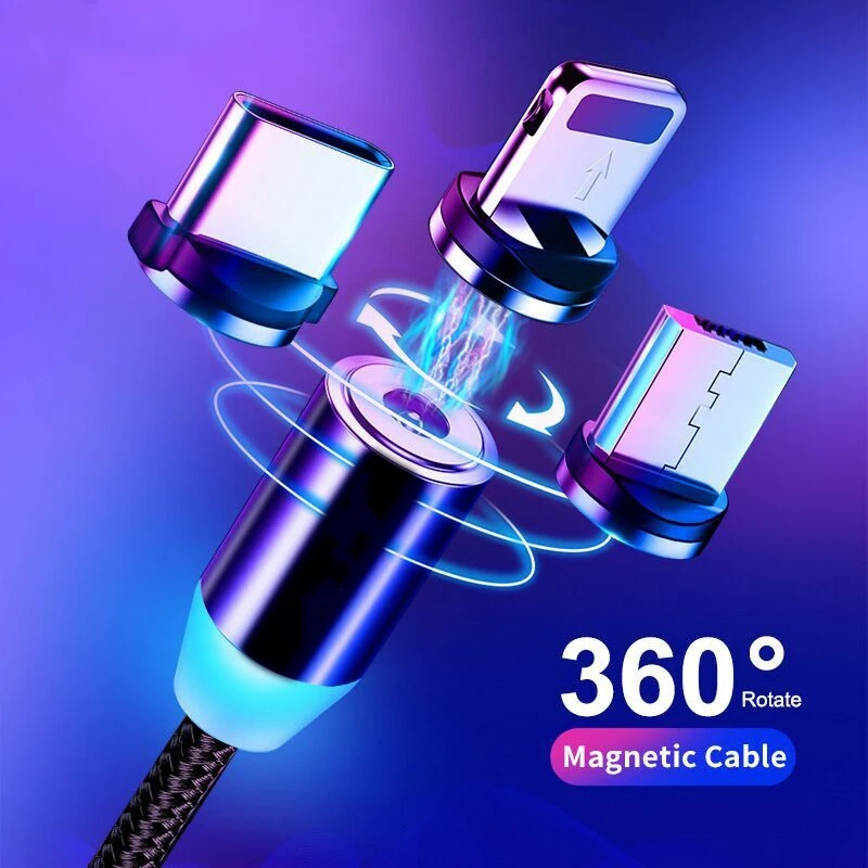 Магнитный кабель для быстрой зарядки 1 м 2 Micro USB Тип C 8 Pin зарядное устройство iPhone XS